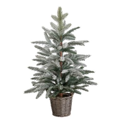 Nearly Natural 2-Foot Artificial Frosted Christmas Tree in Decorative Basket