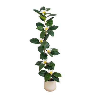 Nearly Natural 4-Foot Artificial Minimalist Magnolia Tree in Decorative Planter