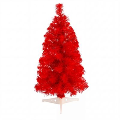 Nearly Natural 2-Foot Artificial Red Christmas Tree