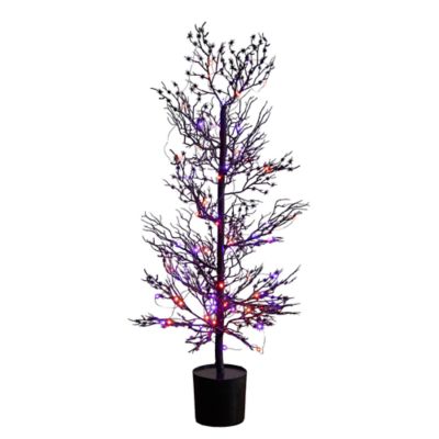 Nearly Natural 3-Foot Pre-Lit Artificial Halloween Spider Twig Tree with 80 Orange & Purple LED Lights