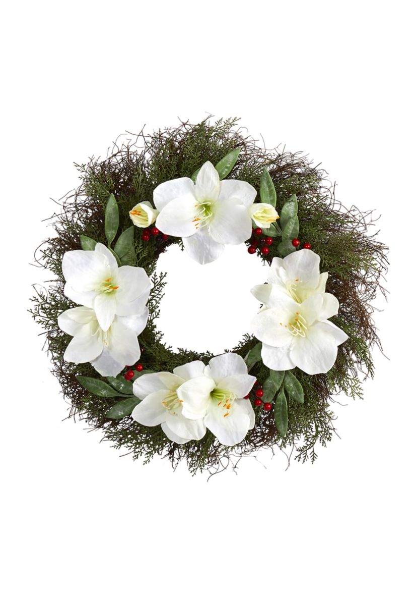 Cedar Amaryllis and Ruscus with Berries Wreath