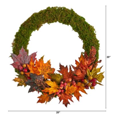 20-Inch Fall Maple Leaf and Berries Artificial Autumn Wreath
