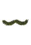 6 Foot White Mountain Pine Artificial Garland with 35 White Warm LED Lights and Pinecones