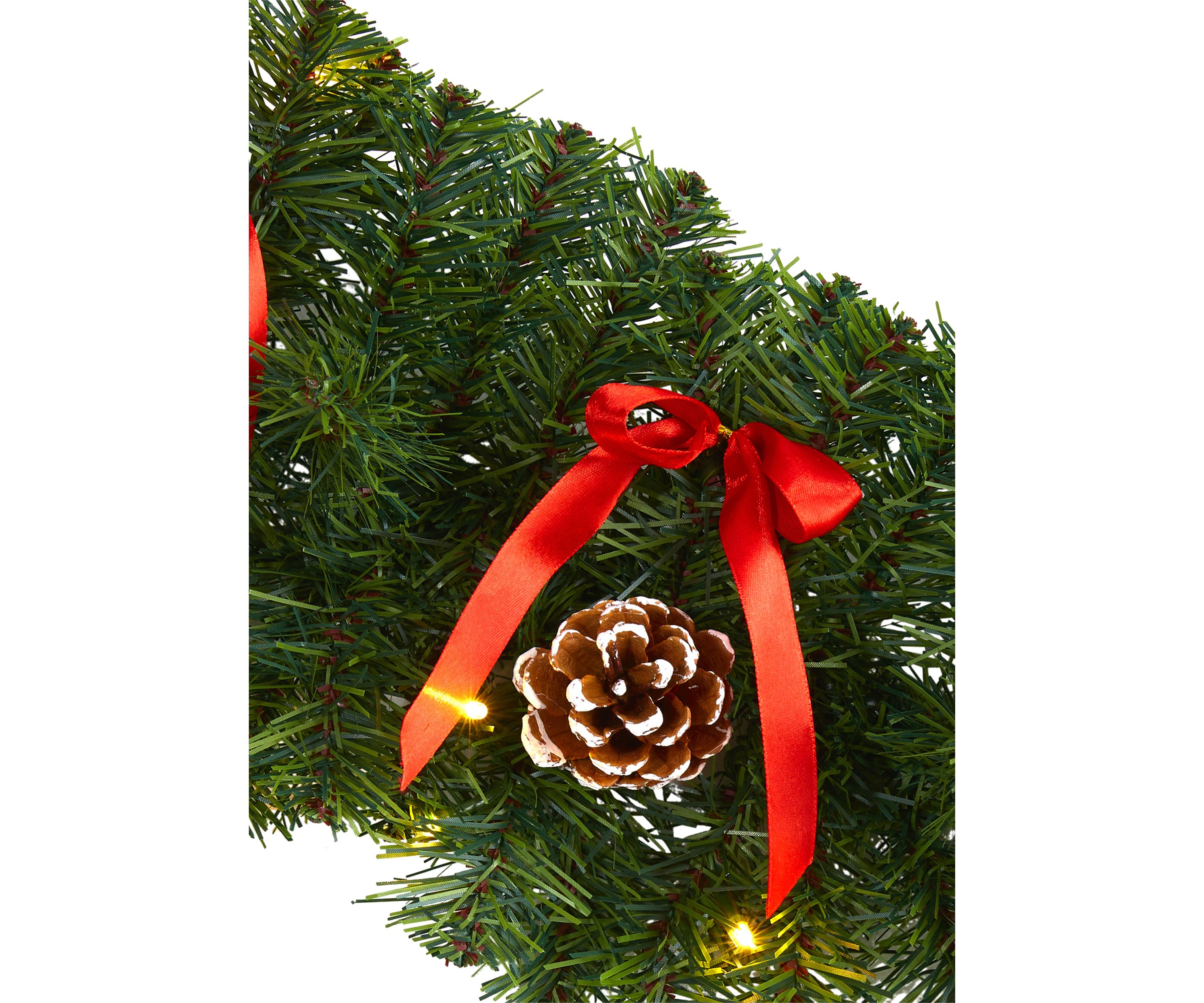 9 Foot Bow and Pine Cone Artificial Christmas Garland with 35 Clear LED Lights