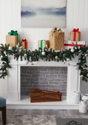Nearly Natural Ornament and Pinecone Christmas Garland, Green