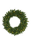 24 Inch Green Pine Artificial Christmas Wreath with 35 Clear LED Lights