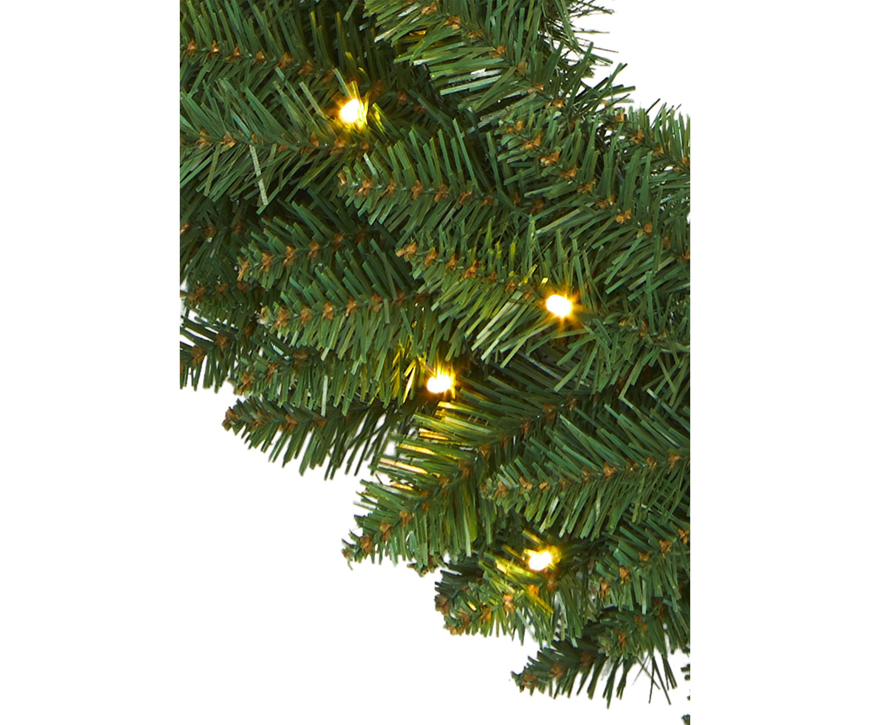 24 Inch Green Pine Artificial Christmas Wreath with 35 Clear LED Lights