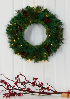 Nearly Natural Pinecone Christmas Wreath