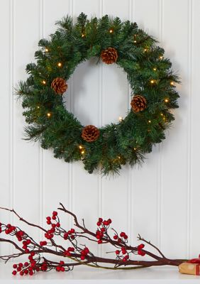 Nearly Natural Pine Christmas Wreath with Pinecones