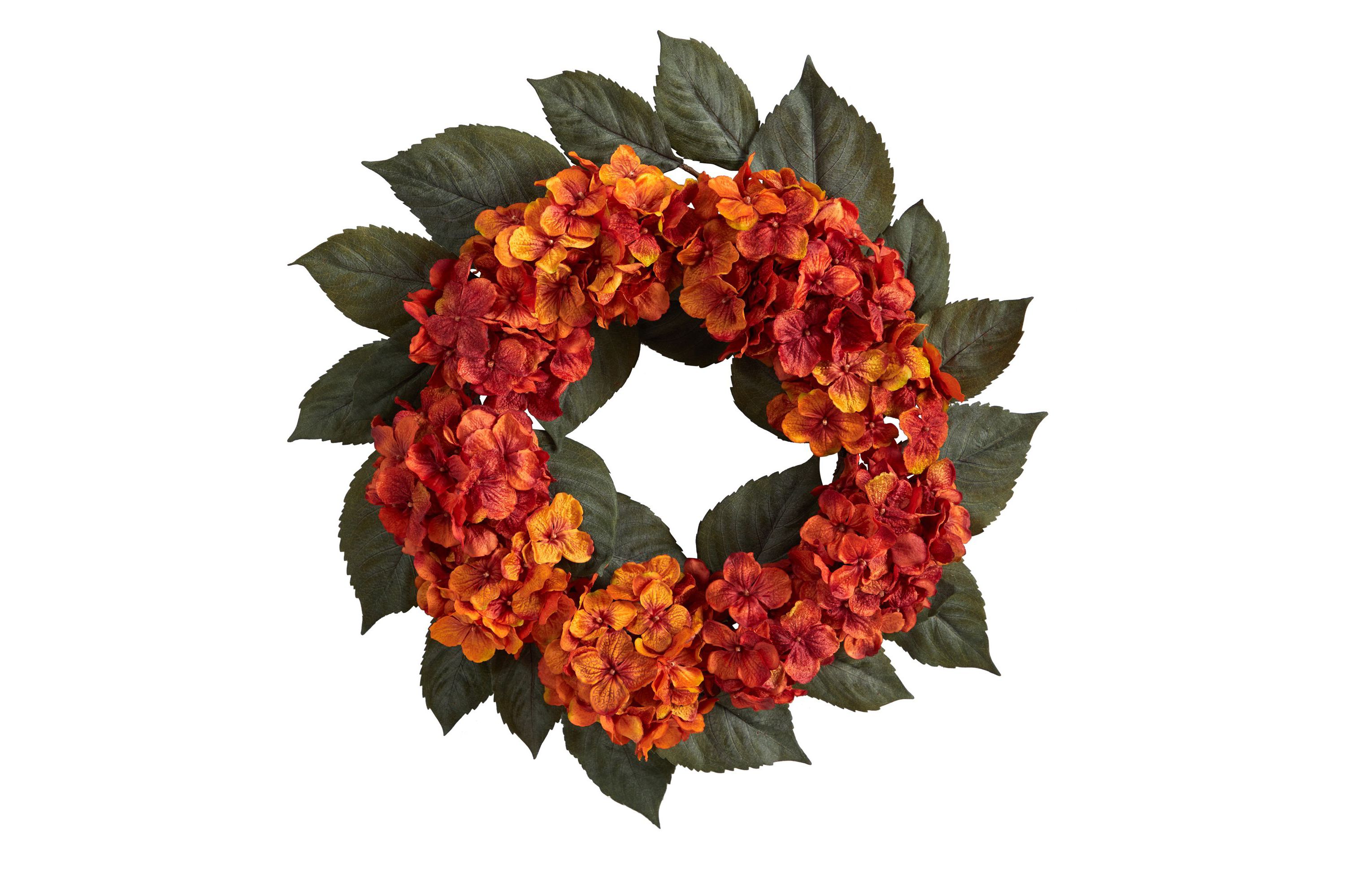 20-Inch Autumn Hydrangea Artificial Wreath