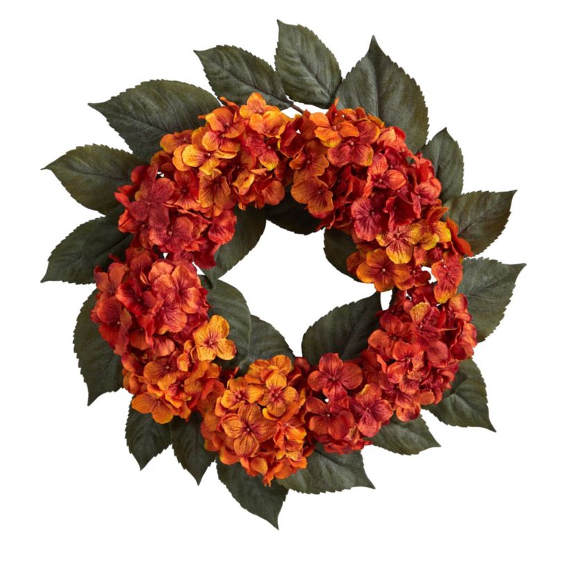 20-Inch Autumn Hydrangea Artificial Wreath