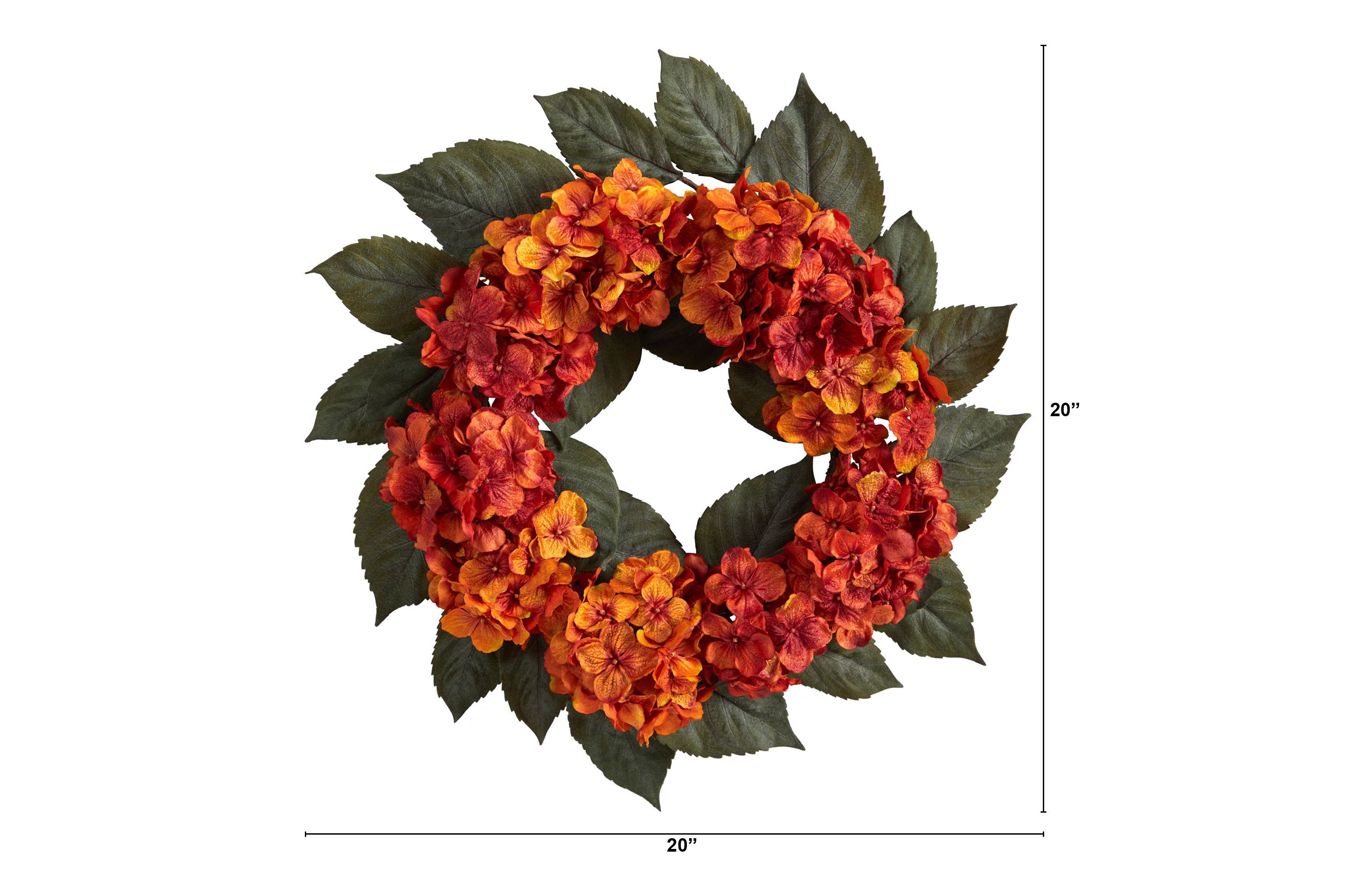 20-Inch Autumn Hydrangea Artificial Wreath