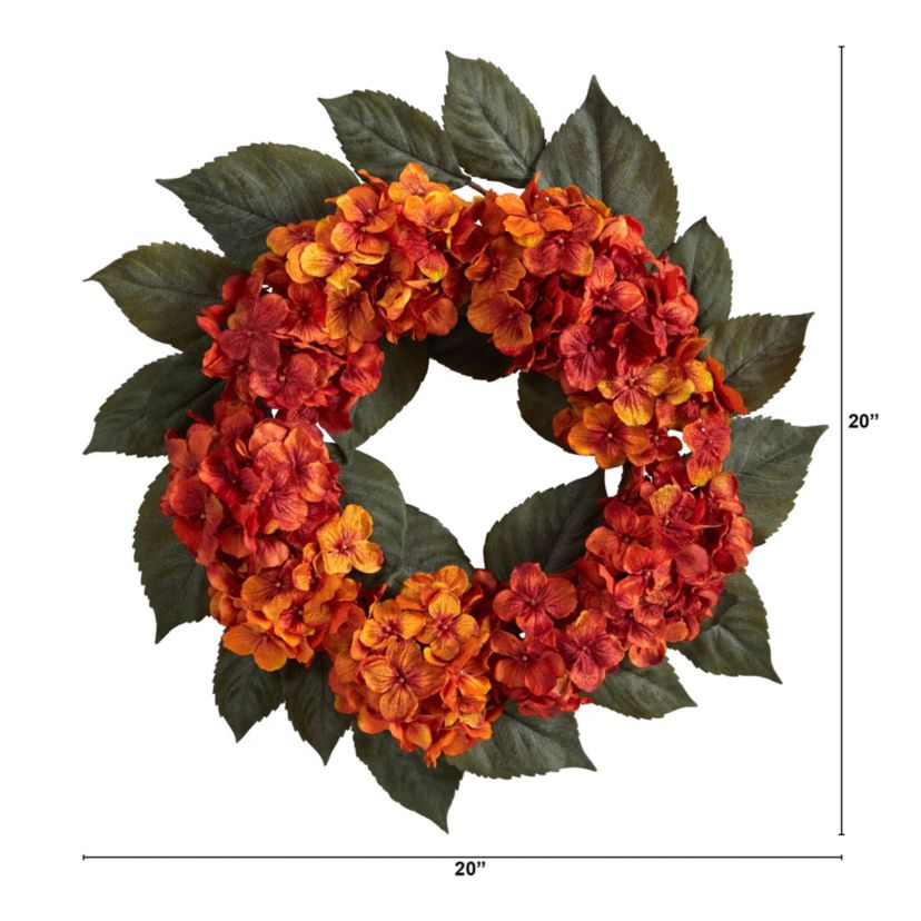20-Inch Autumn Hydrangea Artificial Wreath