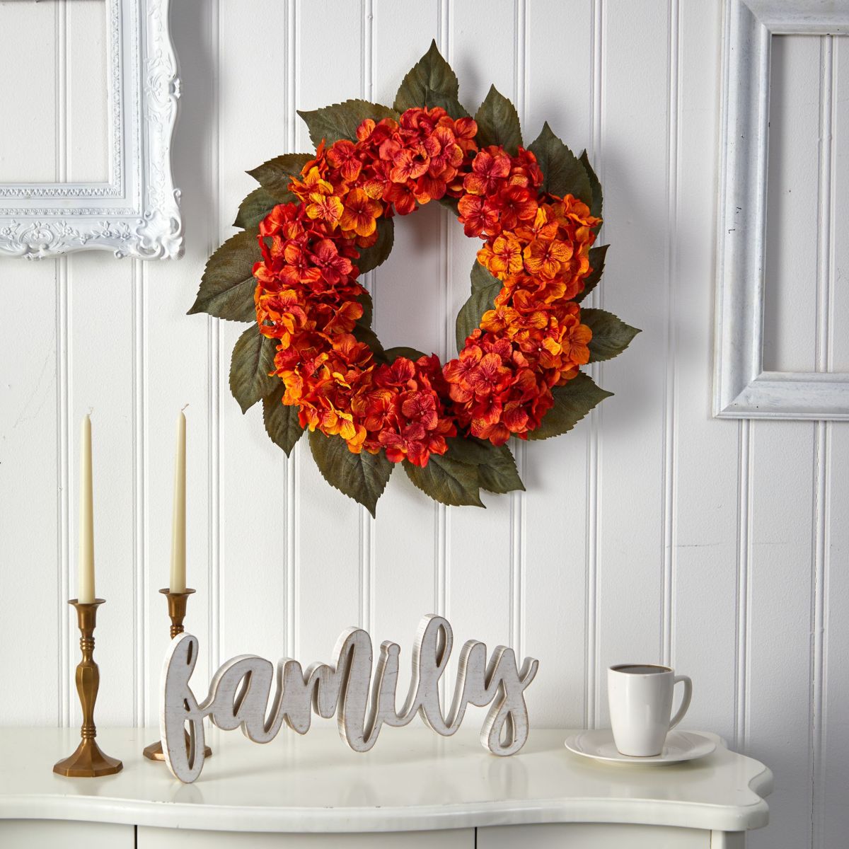 20-Inch Autumn Hydrangea Artificial Wreath