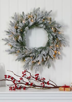 Nearly Natural Flocked Christmas Wreath