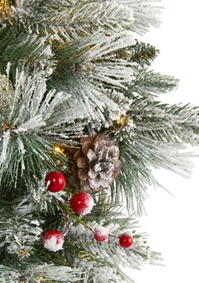 Flocked Pine Christmas Wreath with Pine Cones and Berries