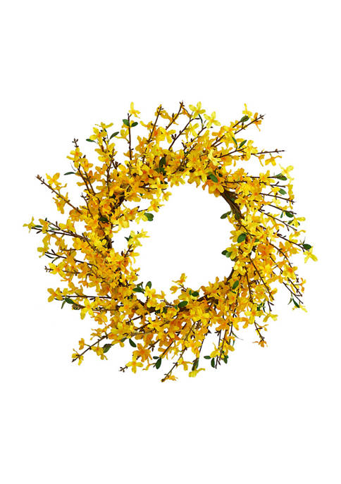Nearly Natural 22&quot; Forsythia Artificial Wreath