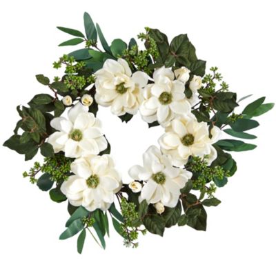 23-Inch Magnolia, Eucalyptus and Berries Artificial Wreath
