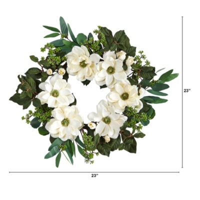 23-Inch Magnolia, Eucalyptus and Berries Artificial Wreath