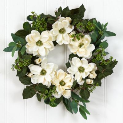 23-Inch Magnolia, Eucalyptus and Berries Artificial Wreath