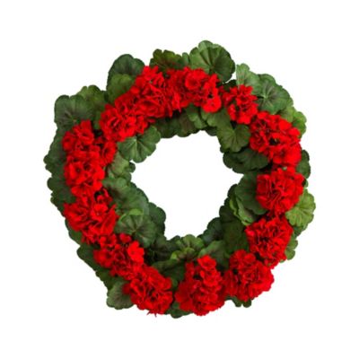 26-Inch Geranium Artificial Wreath