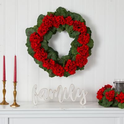 26-Inch Geranium Artificial Wreath