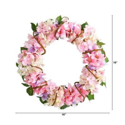 16-Inch Hydrangea Artificial Wreath