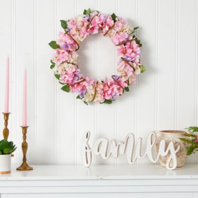 16-Inch Hydrangea Artificial Wreath