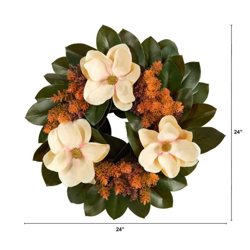 24-Inch Magnolia Artificial Wreath