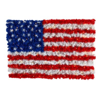 3-Foot x 2-Foot Red, White, and Blue American Flag Wall Panel with 100 Warm LED Lights (Indoor/Outdoor)