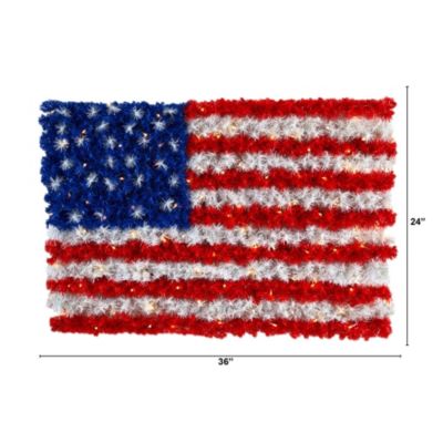 3-Foot x 2-Foot Red, White, and Blue American Flag Wall Panel with 100 Warm LED Lights (Indoor/Outdoor)