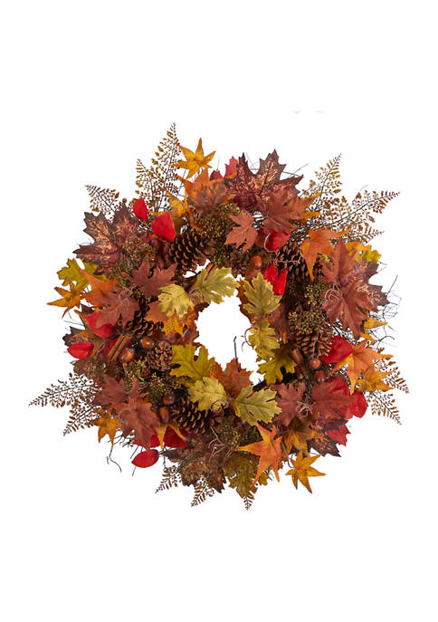 Nearly Natural 30 Inch Autumn Maple Leaves, Acorn,