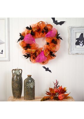 26 Inch Halloween Spider Mesh Wreath