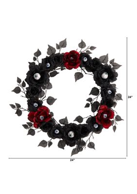 24 Inch Eyeball Rose Halloween Artificial Wreath