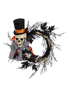 26 Inch Halloween Dapper Skeleton Wreath