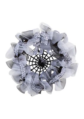 26 Inch Halloween Spider Web Mesh Wreath