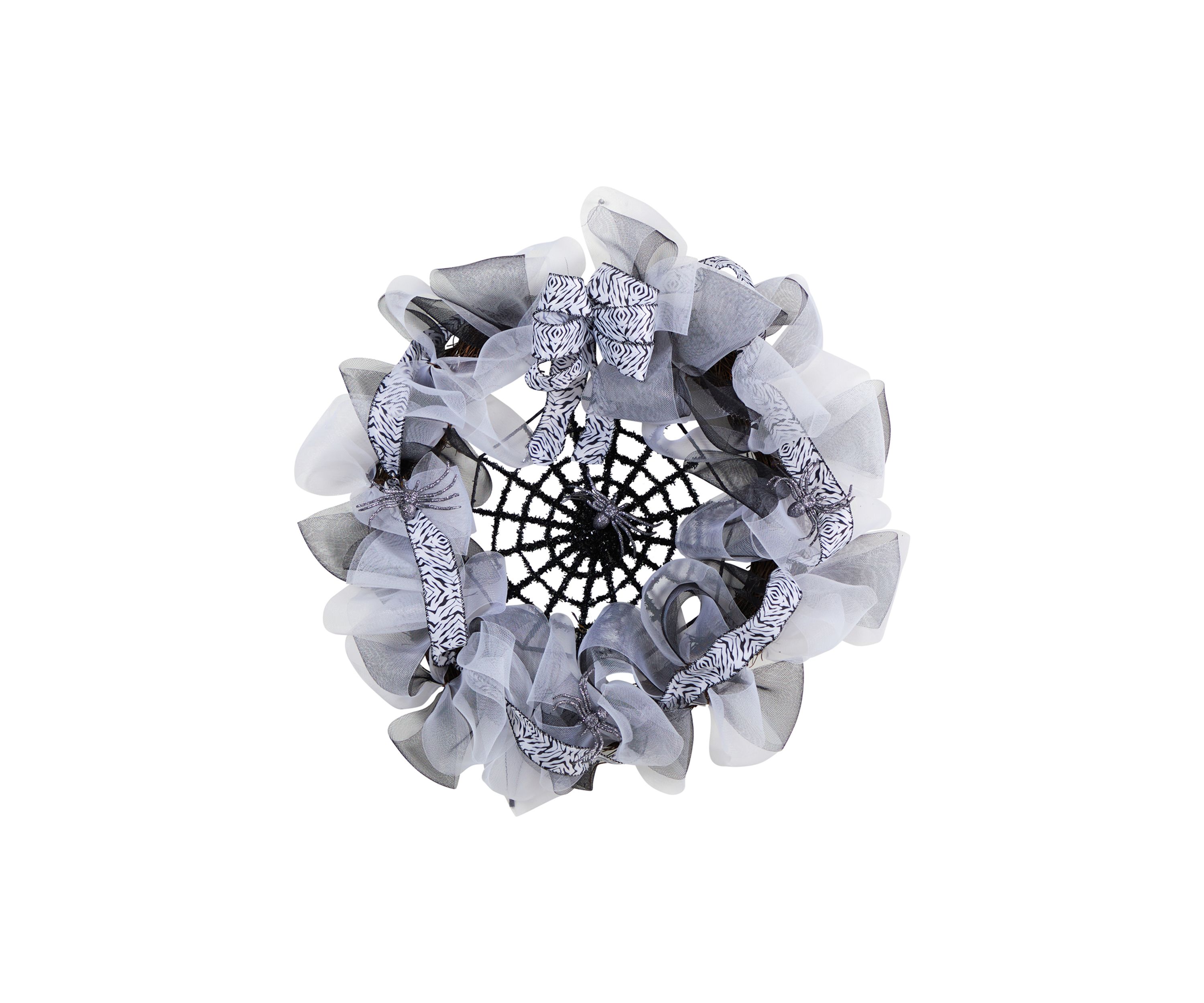 26 Inch Halloween Spider Web Mesh Wreath