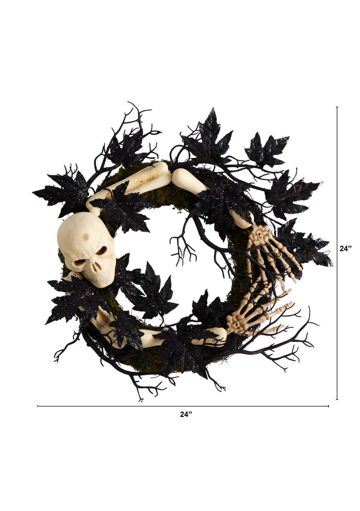 24 Inch Halloween Skull and Bones Wreath