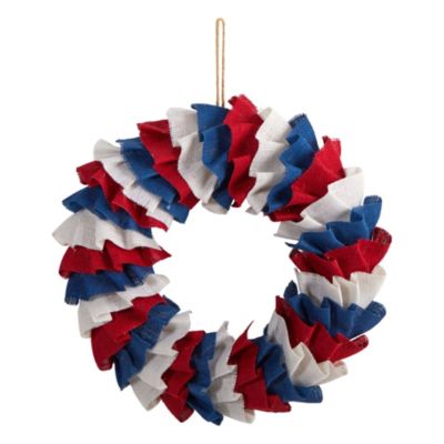 18-Inch Red White and Blue Americana Burlap Wreath