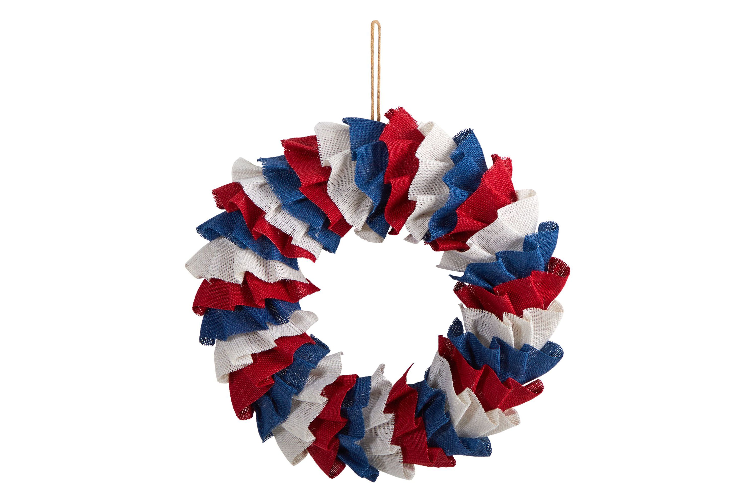 18-Inch Red White and Blue Americana Burlap Wreath