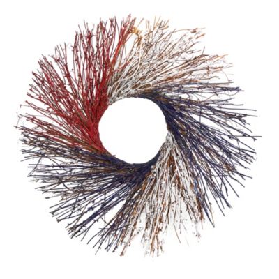 24-Inch Americana Twig Wreath Red White and Blue