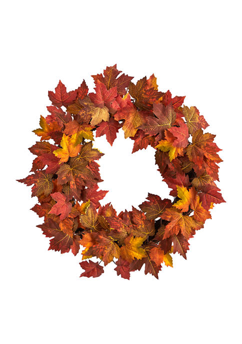 Nearly Natural 22 Inch Maple Leaf Artificial Wreath