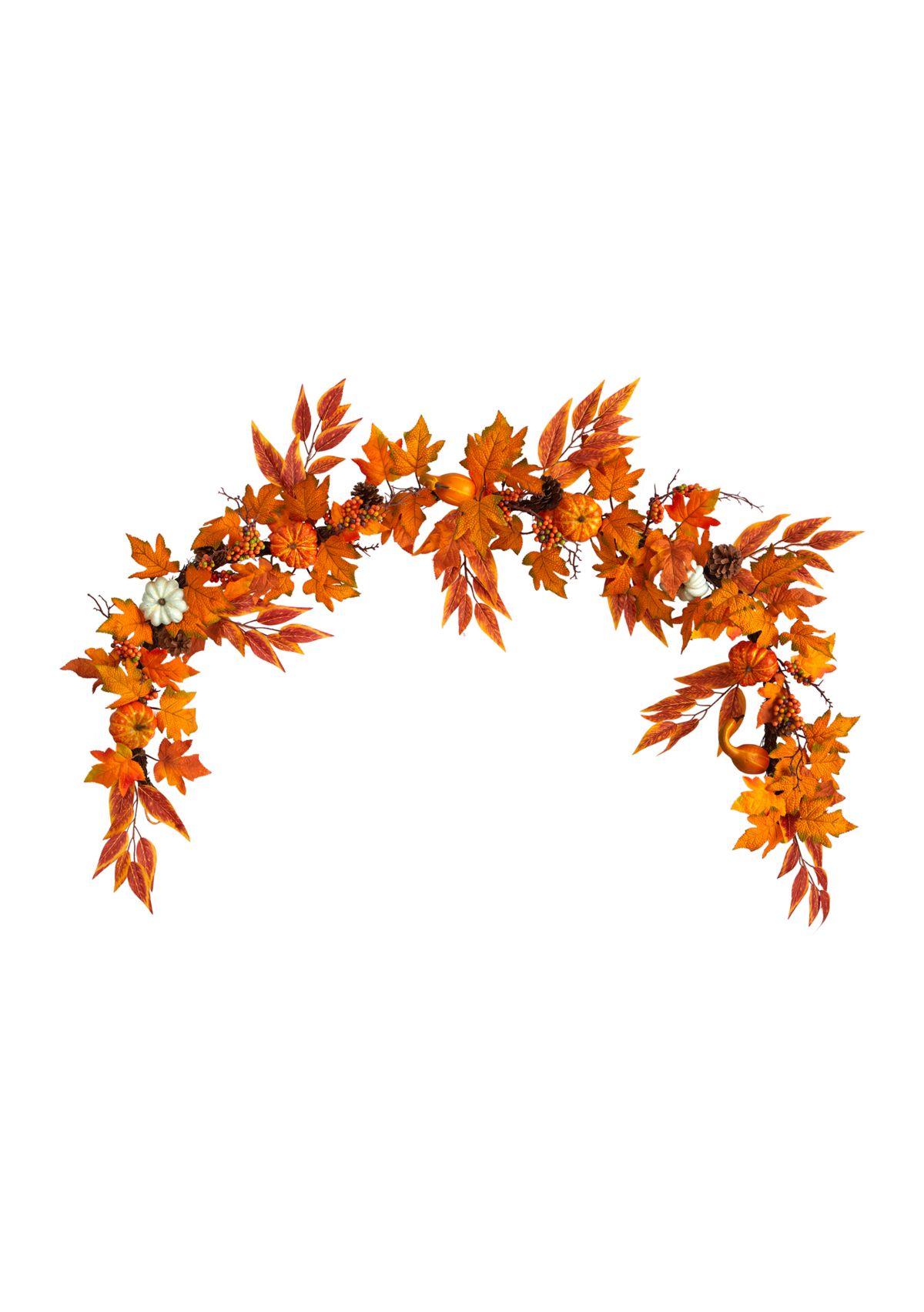 6 Foot Assorted Autumn Maple Leaves, Pumpkins, Gourds, Berries and Pinecone Artificial Fall Garland
