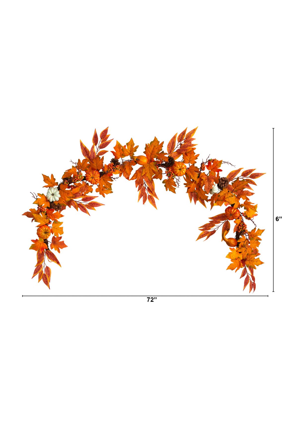 6 Foot Assorted Autumn Maple Leaves, Pumpkins, Gourds, Berries and Pinecone Artificial Fall Garland