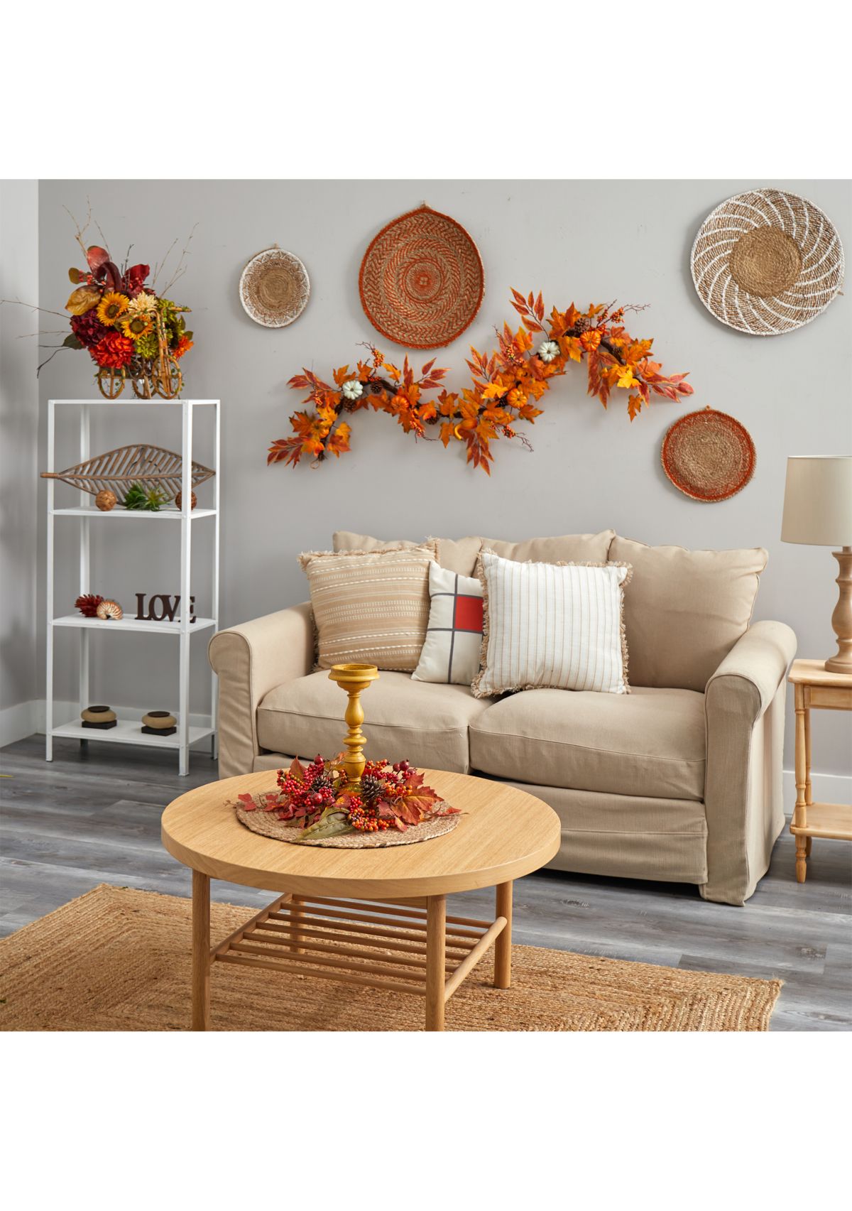 6 Foot Assorted Autumn Maple Leaves, Pumpkins, Gourds, Berries and Pinecone Artificial Fall Garland