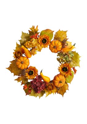 Nearly Natural Artificial Wreath, Orange