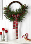 28 Inch Pine and Pinecone Artificial Christmas Wreath with Decorative Bow