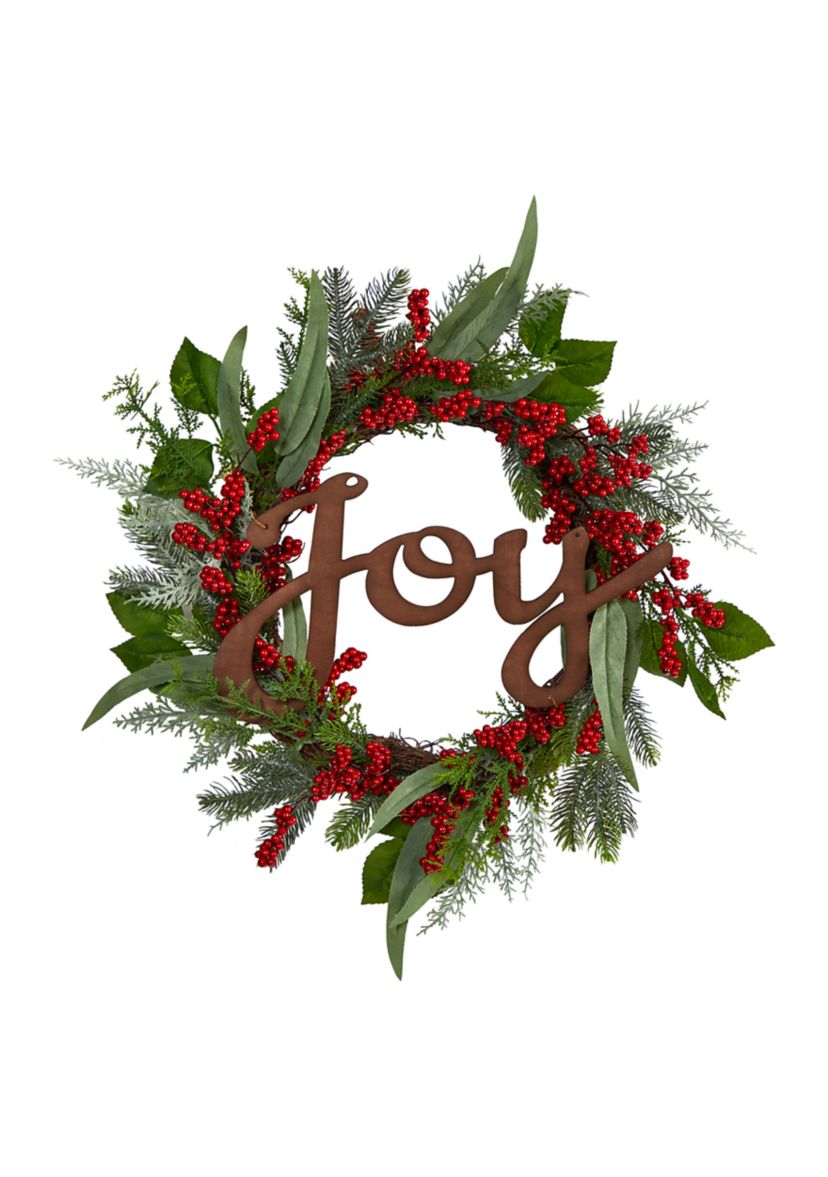 24 Inch Joy and Berries Artificial Christmas Wreath
