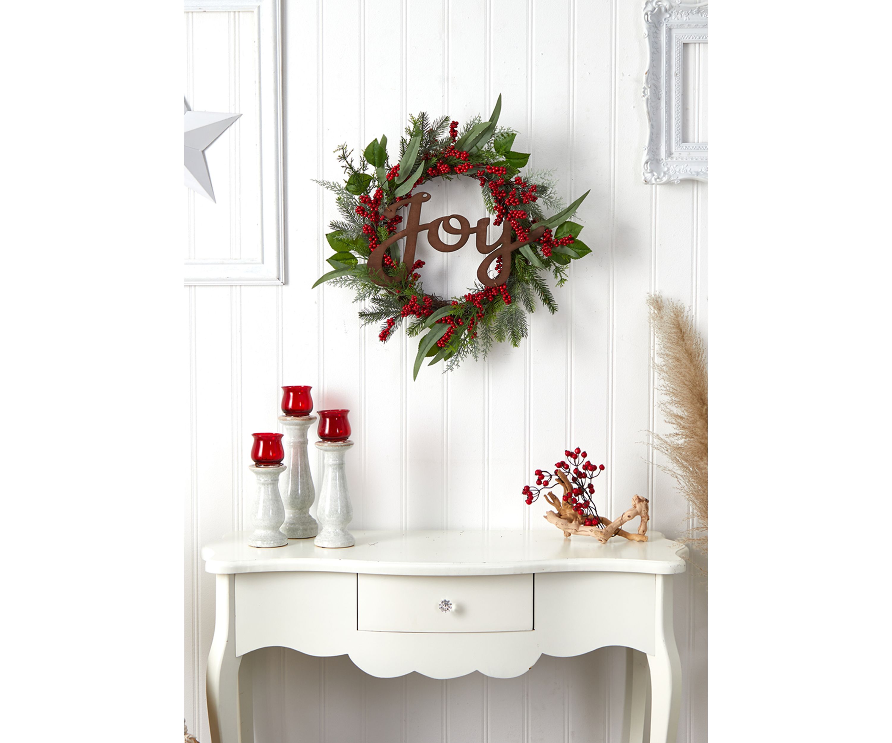 24 Inch Joy and Berries Artificial Christmas Wreath