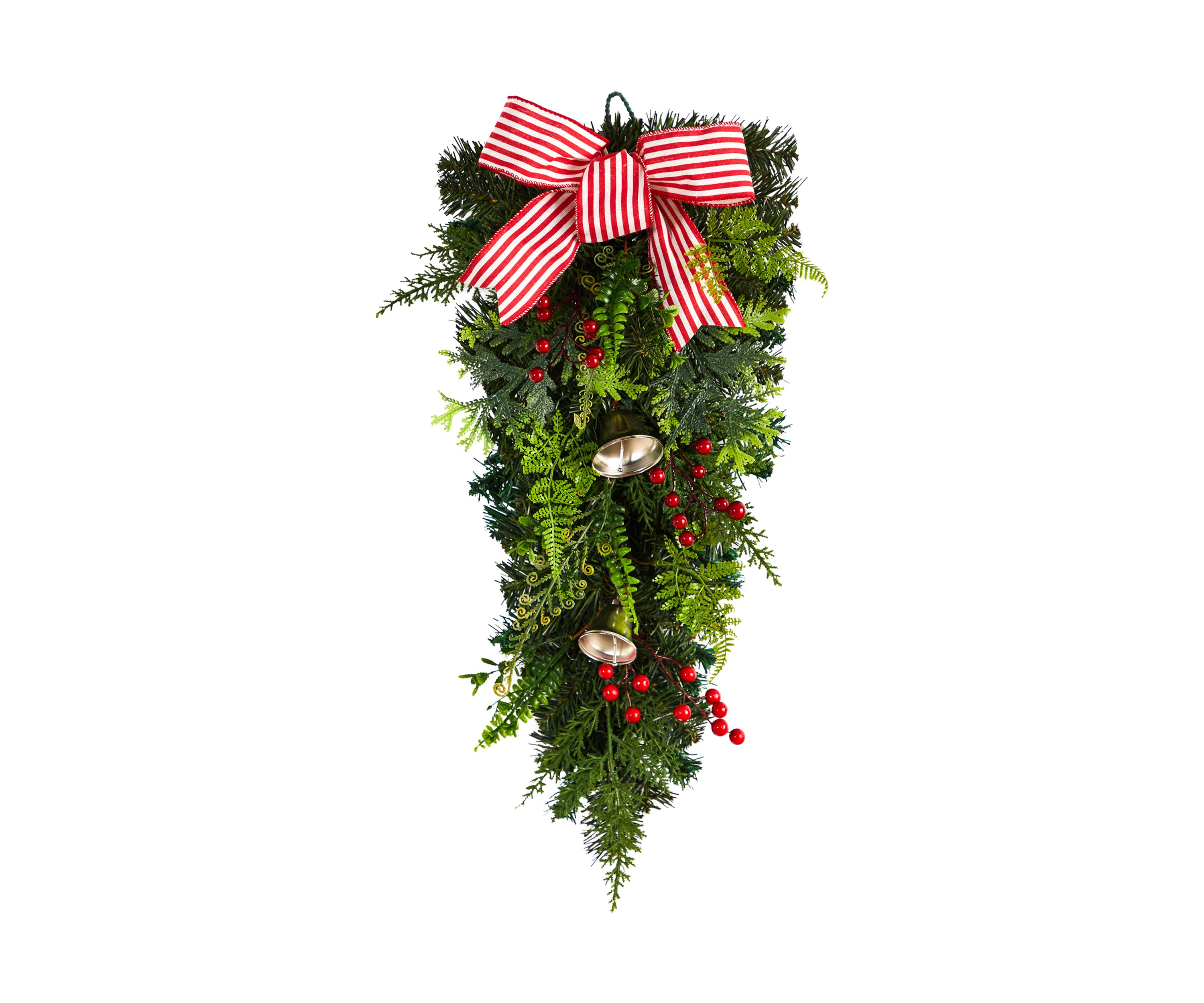 26 Inch Holiday Christmas Bells and Bow Artificial Swag